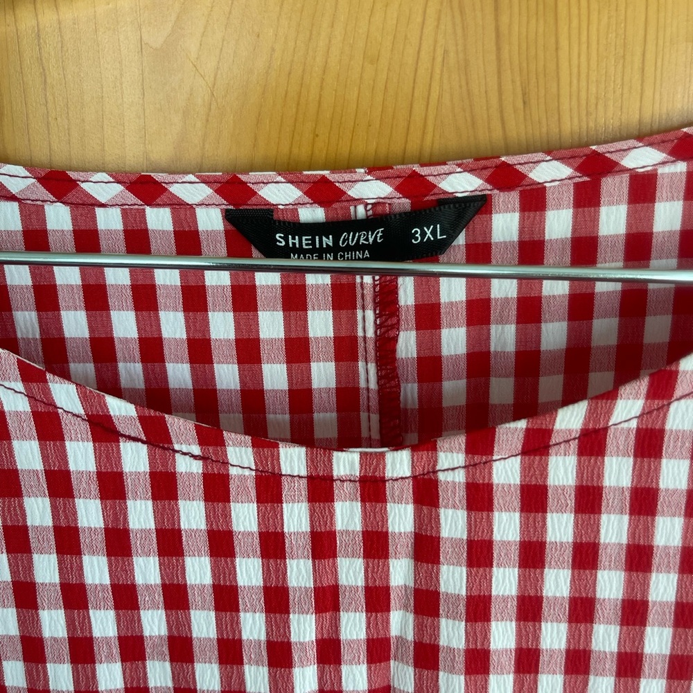 Shein Red and White Plaid 3XL tiered maxi dress